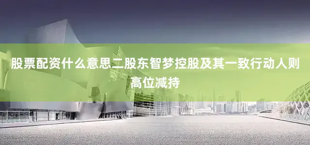股票配资什么意思二股东智梦控股及其一致行动人则高位减持